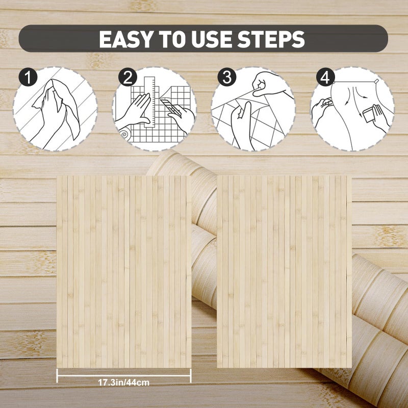 Qianglive Bamboo Wallpaper Peel and Stick - 17.3â€x120â€ Realistic Wood Slat Texture, Self-Adhesive Vinyl for Accent Wall, Bathroom, Spa Room, Natural Decor, Waterproof & Easy Install Beige - Image 5