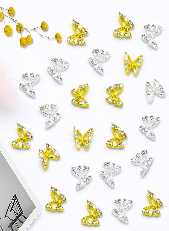 Dexspoeny 60Pcs Butterflies Nail Charms for Shiny Gold Silver Crystals Nails, Art 3D Metallic Fairy Nail Gems Butterflies Decoration Supplies for Women Girls Nails DIY Manicure Jewelry - Image 5