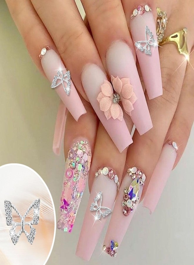 Dexspoeny 60Pcs Butterflies Nail Charms for Shiny Gold Silver Crystals Nails, Art 3D Metallic Fairy Nail Gems Butterflies Decoration Supplies for Women Girls Nails DIY Manicure Jewelry - Image 4