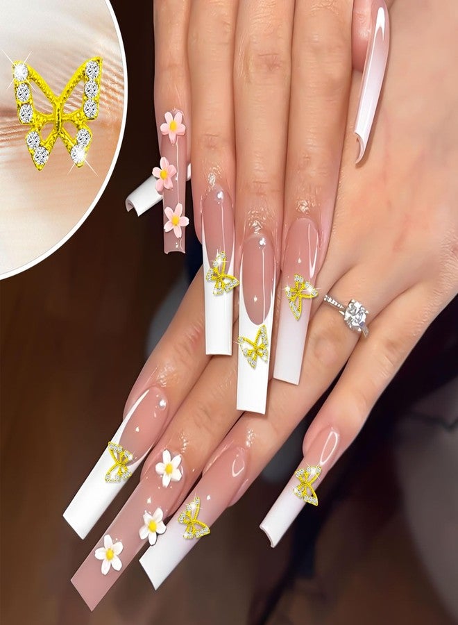 Dexspoeny 60Pcs Butterflies Nail Charms for Shiny Gold Silver Crystals Nails, Art 3D Metallic Fairy Nail Gems Butterflies Decoration Supplies for Women Girls Nails DIY Manicure Jewelry - Image 3