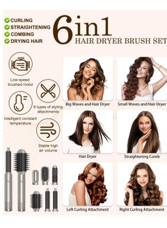 General 6-in-1 Airstyler, Multifunctional Hot Air Brush  Blow Dryer Brush  Hair Dryer for Drying  Straightening  Curling and Volume Massage Comb with Ion Care  Suitable for All Hair Types  - Image 2