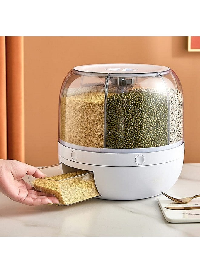 MosQuick Food Storage Containers Rice Dispenser Countertop Cereal Grain Pulses Container 6 Grid Durable Lid Rotating Containers For Kitchen,Containers For Storage, Grain Storage Containers, Brown - Image 1