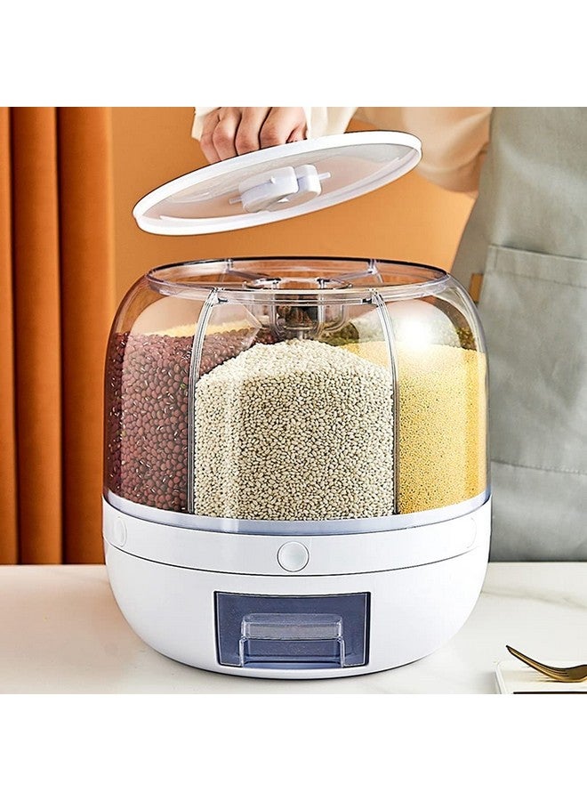 MosQuick Food Storage Containers Rice Dispenser Countertop Cereal Grain Pulses Container 6 Grid Durable Lid Rotating Containers For Kitchen,Containers For Storage, Grain Storage Containers, Brown - Image 2