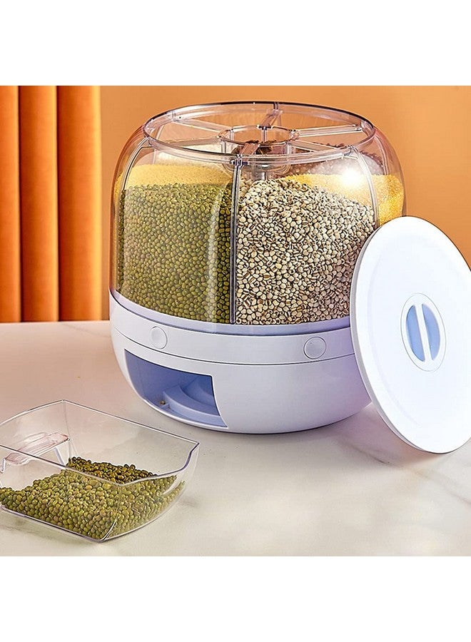 MosQuick Food Storage Containers Rice Dispenser Countertop Cereal Grain Pulses Container 6 Grid Durable Lid Rotating Containers For Kitchen,Containers For Storage, Grain Storage Containers, Brown - Image 4