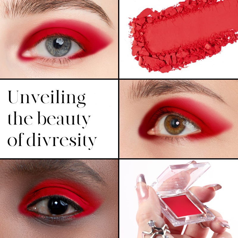 BEPHOLAN Single Matte Red Eyeshadow Palette, Halloween Makeup Color Palette Highly Pigmented, Long-lasting, Intense Colors for Goth Makeup - Image 4