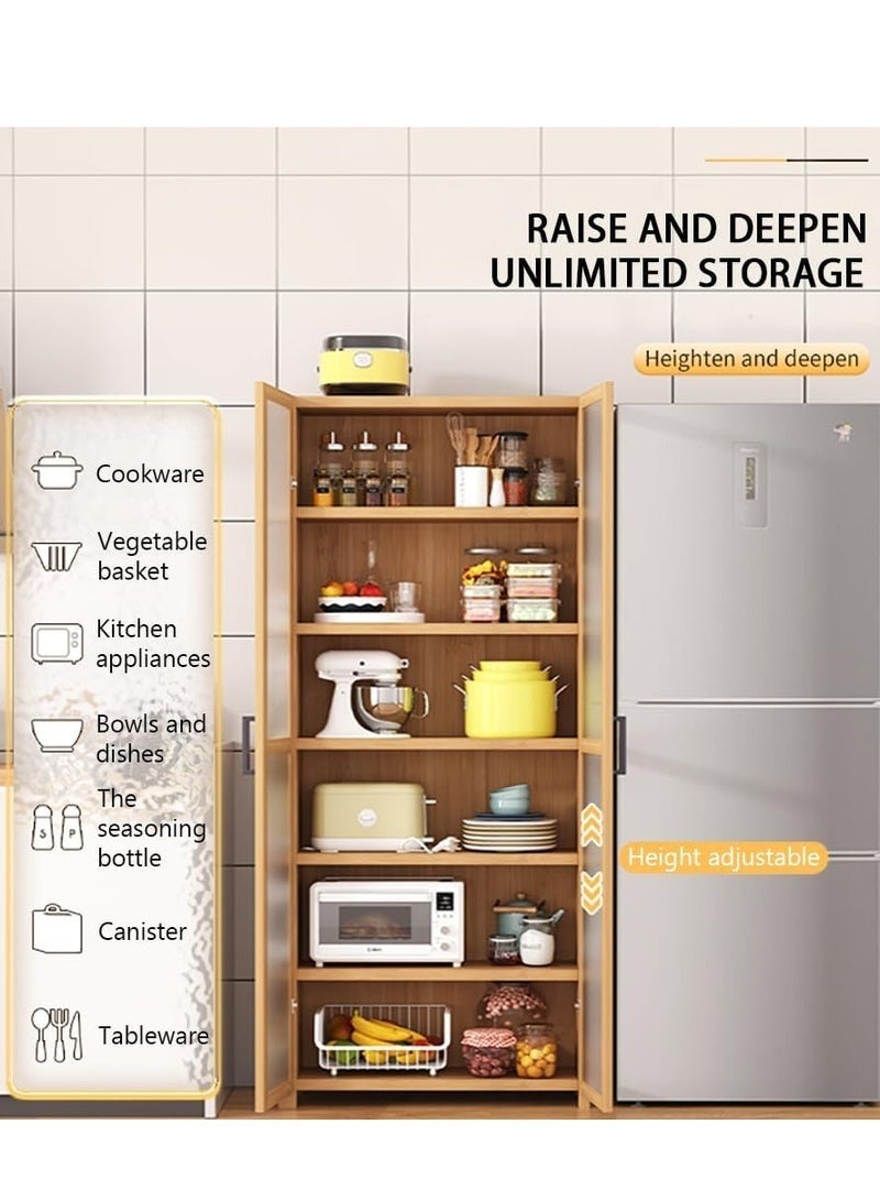 Narrow Storage Cabinets, Small Corner Storage Cabinets, Independent Floor Cabinets with Adjustable Partitions and Transparent Doors, Suitable for Small Spaces Such As Bathrooms, Kitchens, and Laundry Rooms (30 * 31 * 190cm) - Image 5