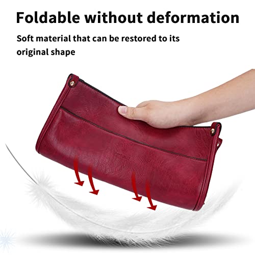 HKCLUF Crossbody Bags for Women Trendy Vegan Leather Hobo Handbags With 2 Adjustable Guitar Strap Crossbody Bucket Purse for Women(Red) - Image 5