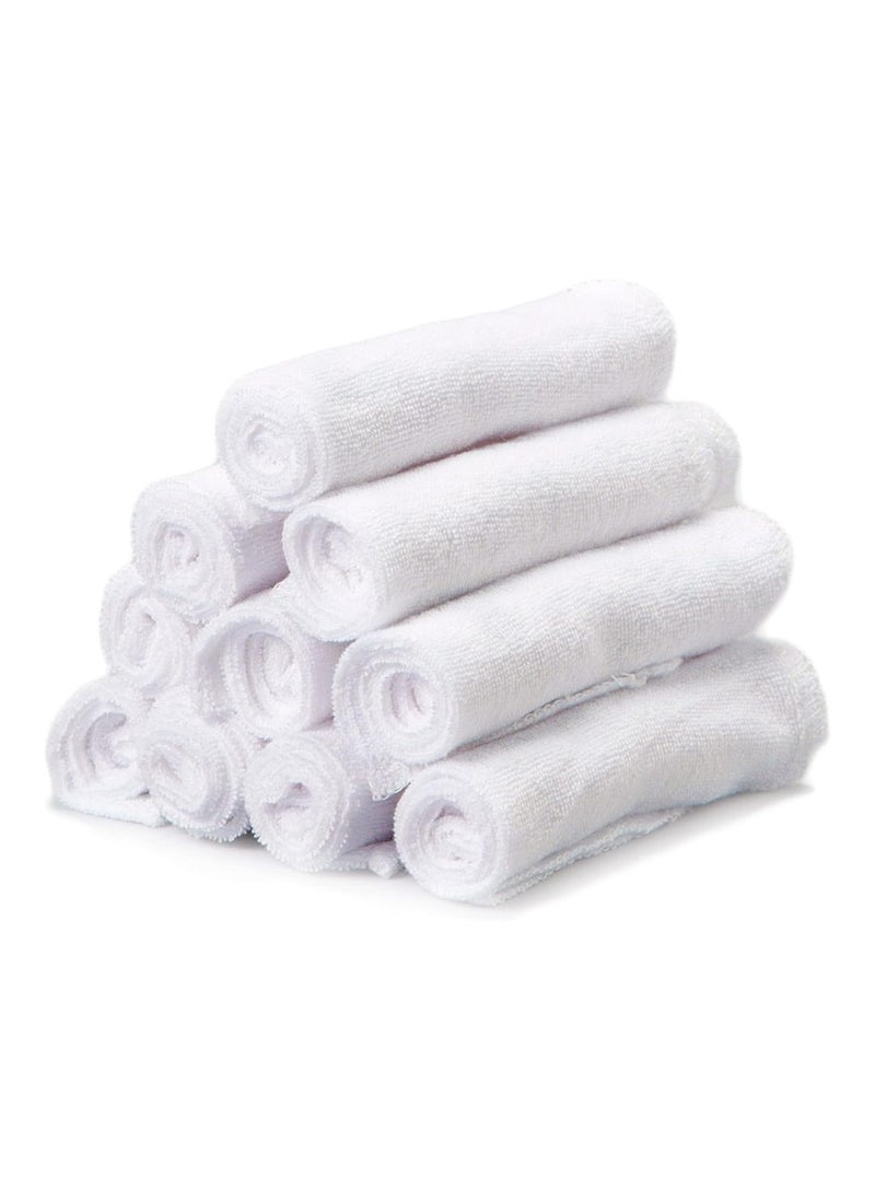 Spasilk Pack Of 10 Washcloth, White  - Image 1