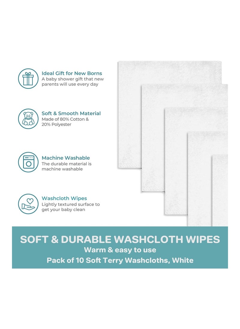 Spasilk Pack Of 10 Washcloth, White  - Image 3