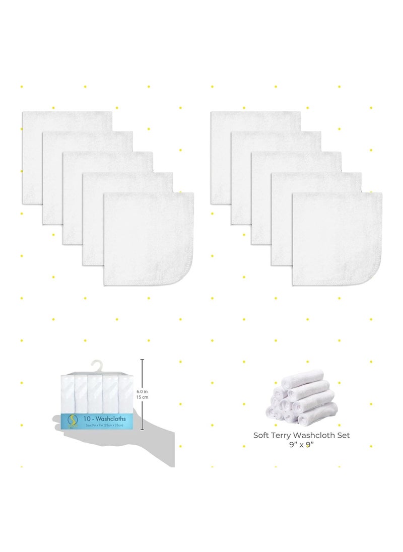 Spasilk Pack Of 10 Washcloth, White  - Image 2