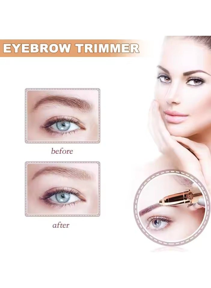 VIO 2 in 1 Facial Women Hair Remover Eyebrow Trimmer Rechargeable Painless Precision Lipstick Style Razor Trimmer for Facial Body Hair Shaver for Lips Nose Chin Face with LED Light - Image 5