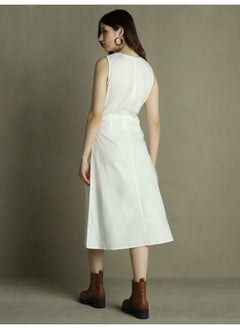 Dennis Lingo Offwhite Slim Fit Dress for Women - 100% Cotton  - Image 3