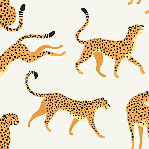 RoomMates RMK11985RL White and Orange Cheetah Cheetah Peel and Stick Wallpaper - Image 5