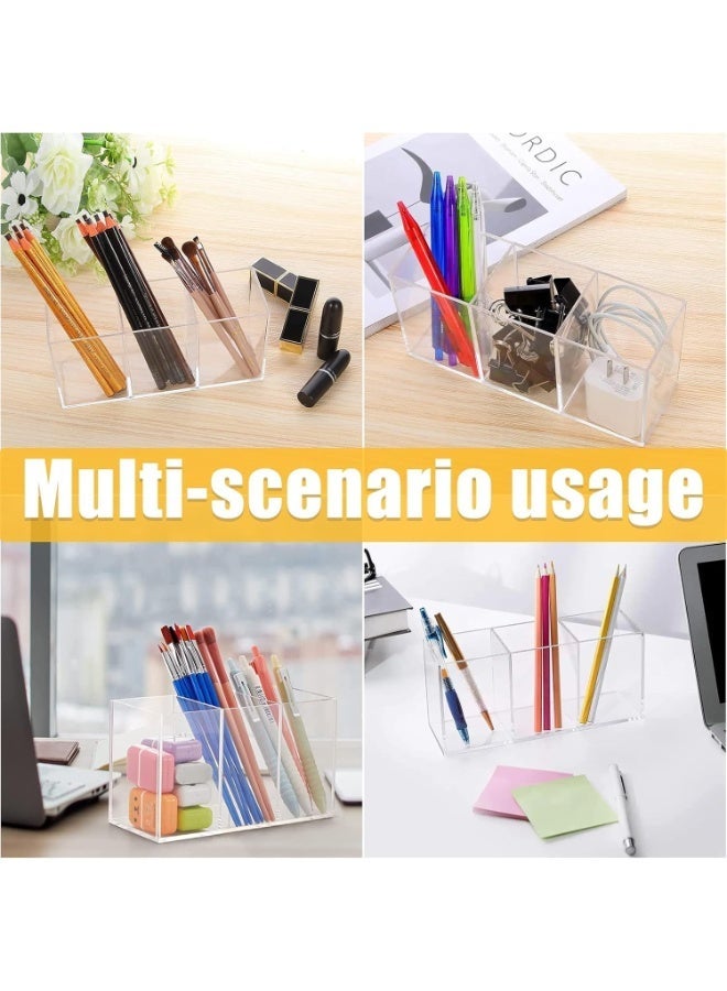 بايتوري حامل فرش المكياج الأكريليك من Buytory | صندوق تخزين شفاف لمستحضرات التجميل مزود بـ 3 أقسام لفرش المكياج وأحمر الشفاه وأقلام الآيلاينر | صينية تنظيم مكياج صغيرة - Image 2