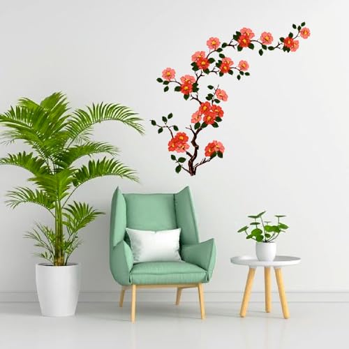 Techgifti Wall Stickers Floral Branch Self-Adhesive Sofa Living Room Background Antique Flowers Vinyl Art (Multicolor) - Image 2
