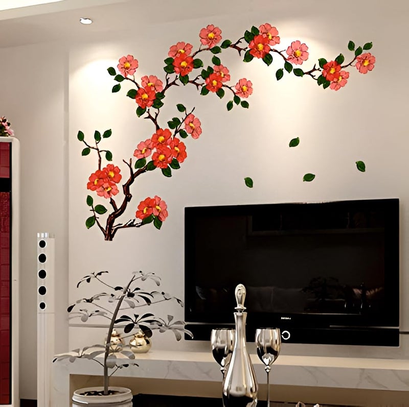 Techgifti Wall Stickers Floral Branch Self-Adhesive Sofa Living Room Background Antique Flowers Vinyl Art (Multicolor) - Image 5