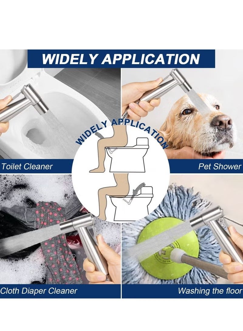 Bidet Sprayer for Toilet, High Pressure Handheld Spray Kit, SUS304 Stainless Steel Wash Cleaning Sprayer Set for Cloth Diaper Bathing Pets, Feminine Hygiene, Bathroom - Image 3
