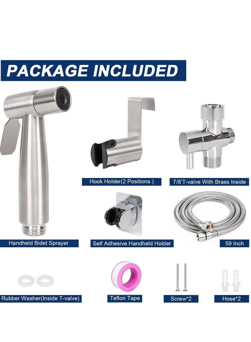 Bidet Sprayer for Toilet, High Pressure Handheld Spray Kit, SUS304 Stainless Steel Wash Cleaning Sprayer Set for Cloth Diaper Bathing Pets, Feminine Hygiene, Bathroom - Image 5