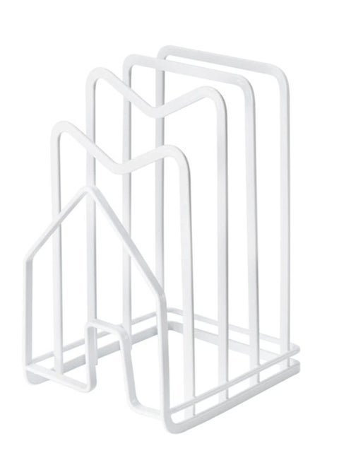 Cutting Board Rack Chopping Board Organizer Pot Pan Lids Holder Thin Bakeware Baking Tray Drying Display Stand Kitchen Countertop Cupboards Cabinet Office Sturdy Metal 12.5*14.5*21.5cm in.White
