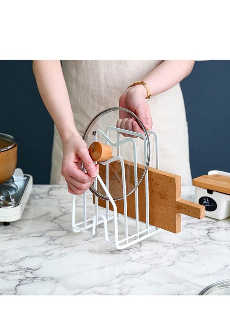 SYOSI - Cutting Board Rack Chopping Board Organizer Pot Pan Lids Holder Thin Bakeware Baking Tray Drying Display Stand Kitchen Countertop Cupboards Cabinet Office Sturdy Metal 12.5*14.5*21.5cm in.White - Image 1