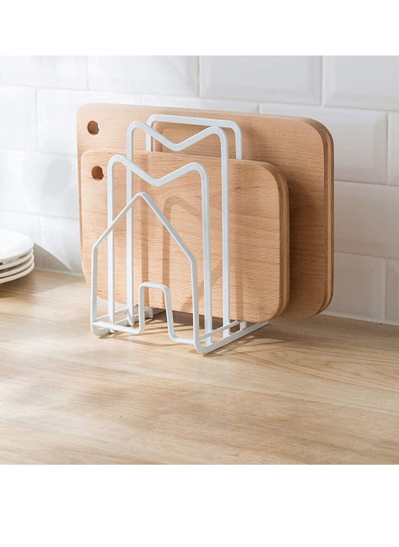 SYOSI - Cutting Board Rack Chopping Board Organizer Pot Pan Lids Holder Thin Bakeware Baking Tray Drying Display Stand Kitchen Countertop Cupboards Cabinet Office Sturdy Metal 12.5*14.5*21.5cm in.White - Image 1