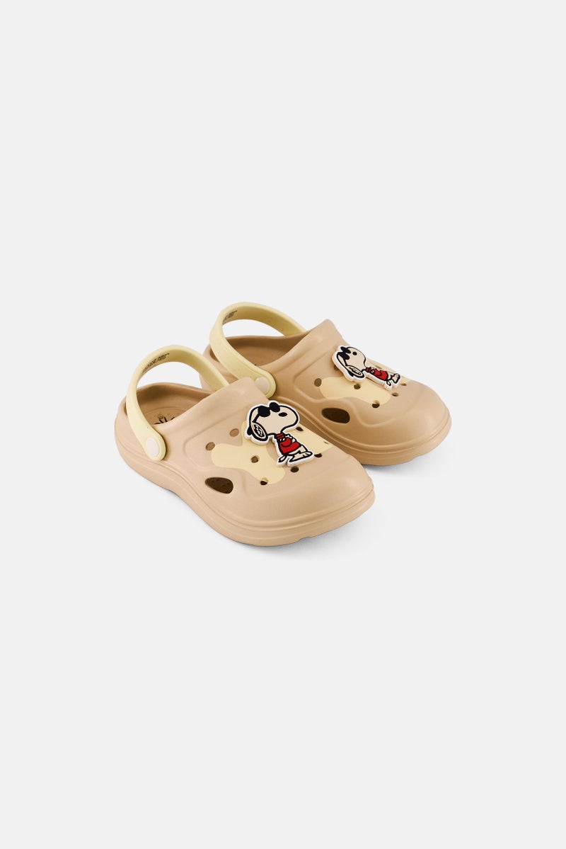 Peanuts Kids Boy Slip On Clogs, Beige - Image 1
