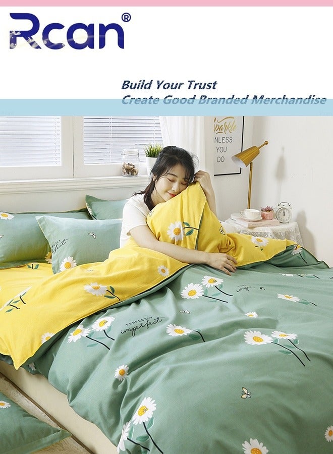 Rcan Rcan 3-Piece Set Cute Cartoon College Style Print Design Duvet Cover Set Cotton For Boys Girls 150x200cm - Image 4