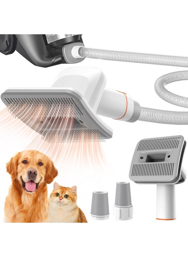 Afloia Innovative Pet Grooming Kit: Dog Brush Vacuum Attachment, Cat Brush with 1-1.5" Hoses Diameter Universal Adapter, Compatible with Most Round Vacuum Cleaners like Bissell, Eureka etc., Orange - Image 1