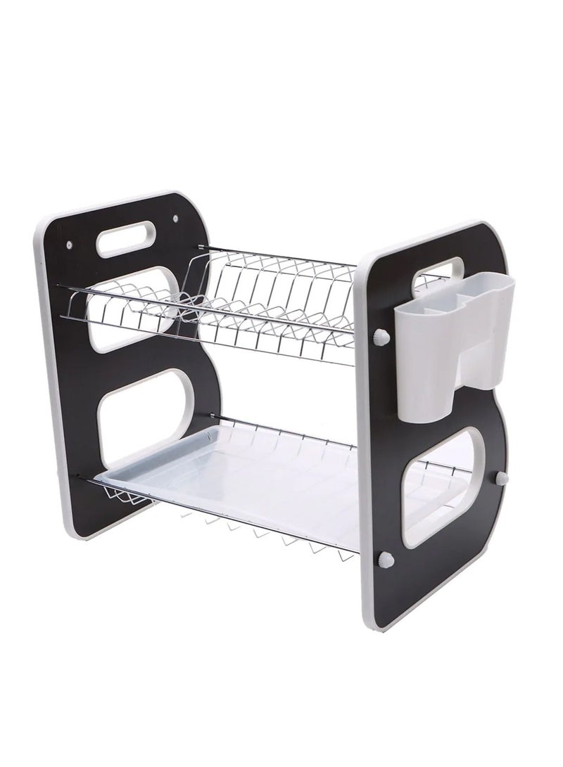 DubaiGallery 2 Layer Dish Drying Stand Dish Rack with Drain Tray Bowl Storage Rack Plate Organizer Utensil Holder Dish Driner for Kitchen Countertop - Image 3