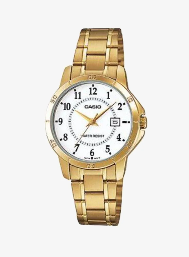 Casio Men's Analog Display Watch With Gold Stainless Steel Strap - MTP-V004G-7B