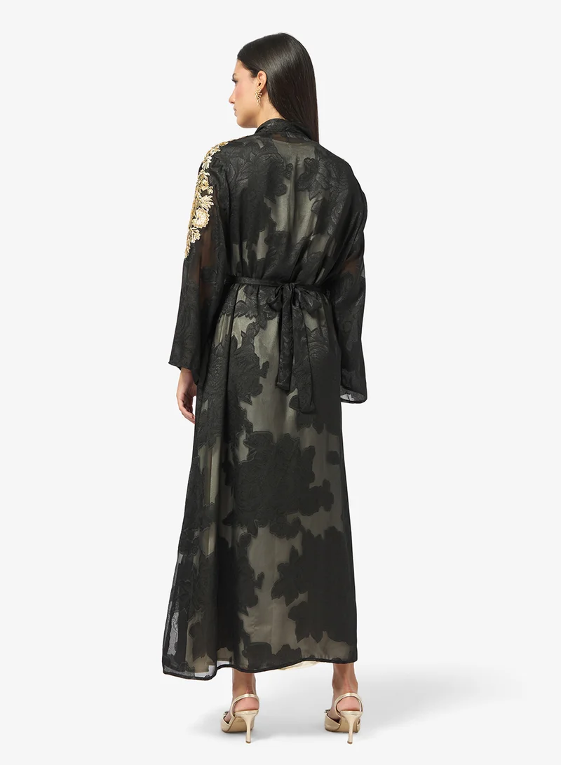 Khizana Embellished Abaya With Inner Dress