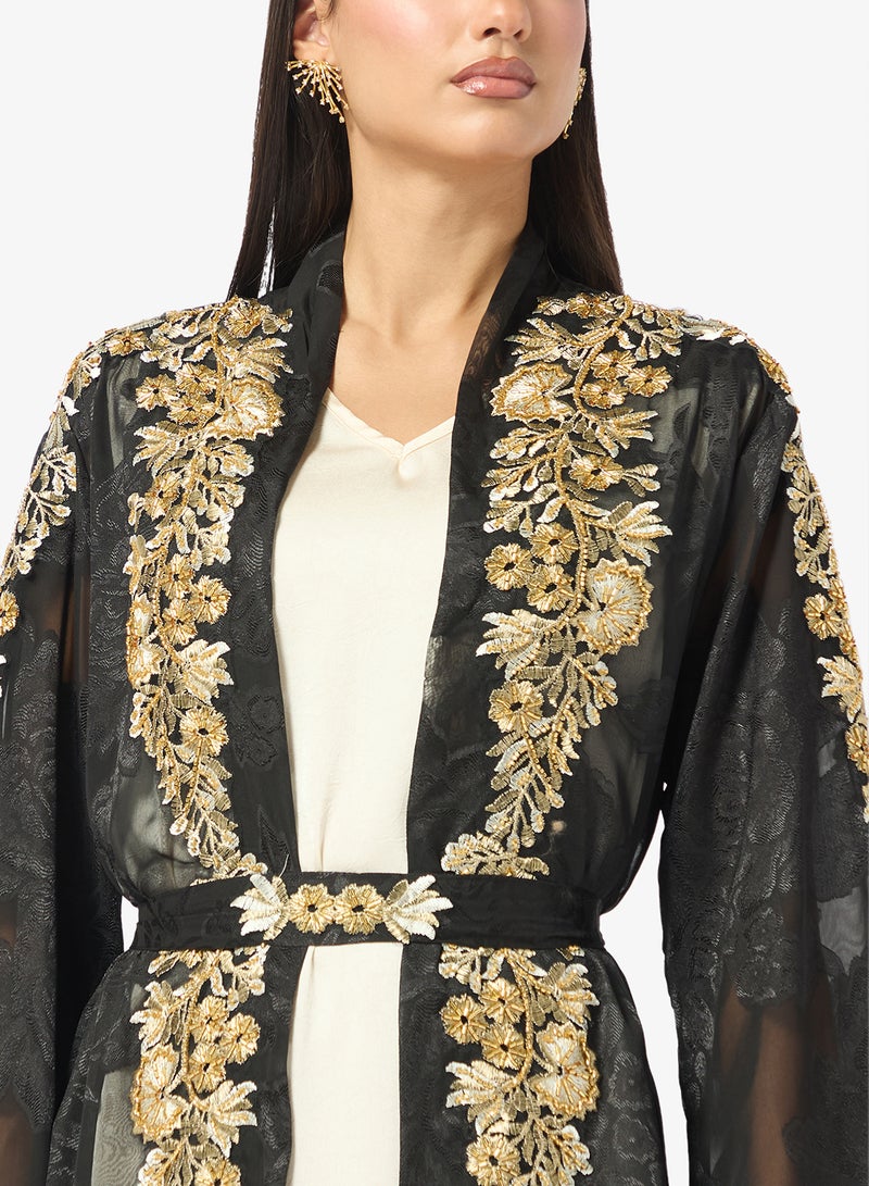 خزانة عباية مطرزة مع فستان داخلي - Image 3