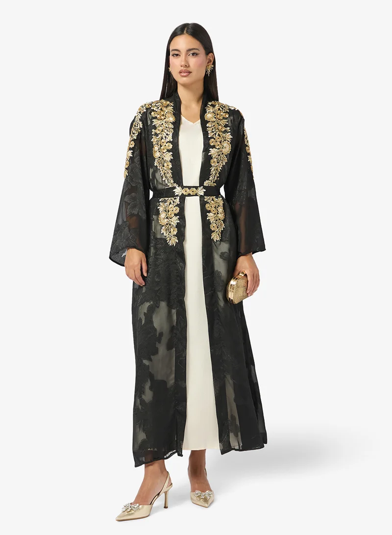 Khizana Embellished Abaya With Inner Dress