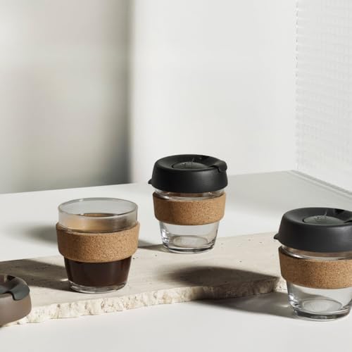 KeepCup Brew Cork - Reusable Coffee Cup Tempered Glass and Natural Cork, Extra Small 6oz/177ml - Black - Image 5