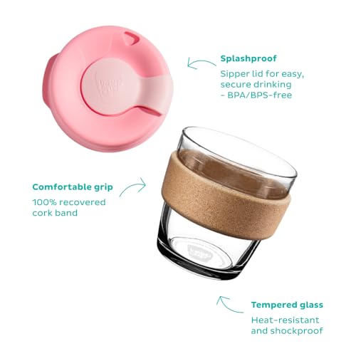 KeepCup Brew Cork - Reusable Coffee Cup Tempered Glass and Natural Cork, Extra Small 6oz/177ml - Black - Image 3