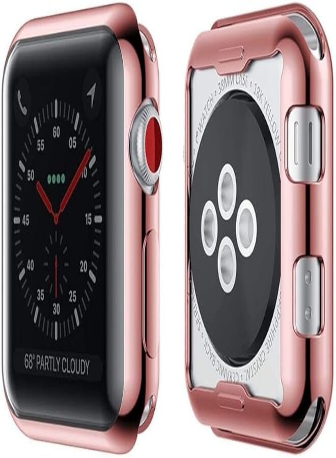 Simpeak Screen Protector Cover Case for Apple Watch 42mm, All Around Soft TPU Clear Touch Screen Protector Bumper Cover Plated Rose Gold