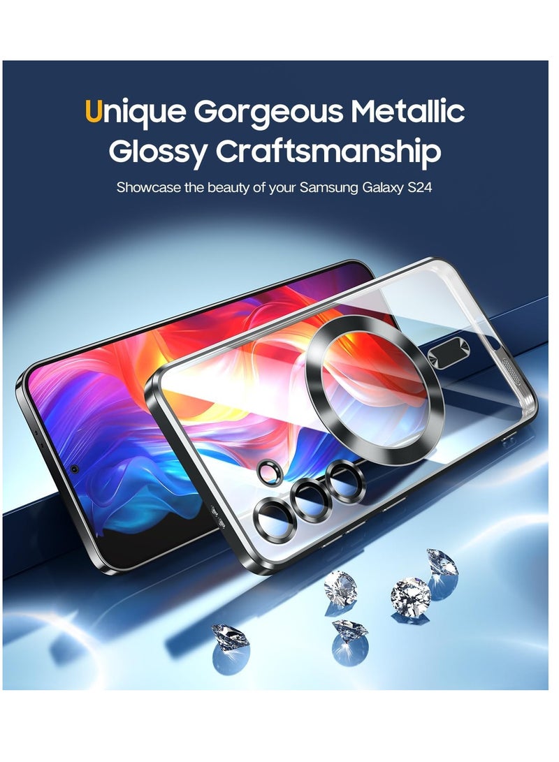 Case for Samsung Galaxy S24 with Integrated Camera Protection (Top N56 Strong Magnets) Mobile Phone Case Samsung S24 5G for Women Girls Galaxy S24 Case - Black - Image 3