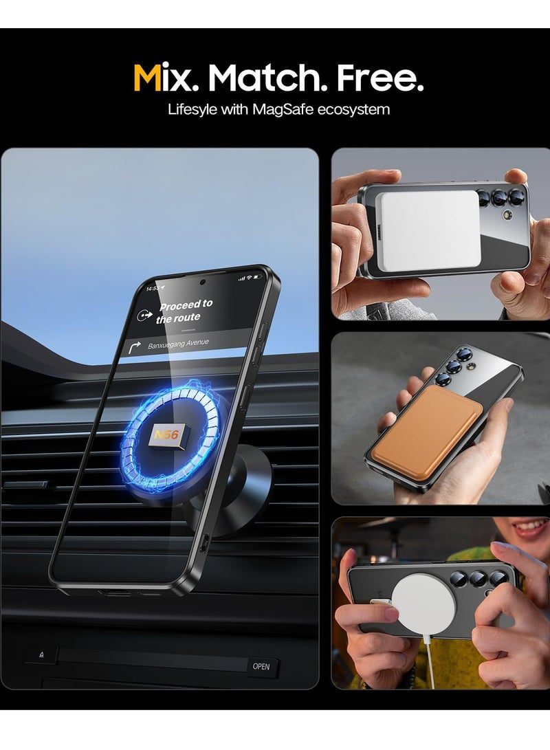 Case for Samsung Galaxy S24 with Integrated Camera Protection (Top N56 Strong Magnets) Mobile Phone Case Samsung S24 5G for Women Girls Galaxy S24 Case - Black - Image 4