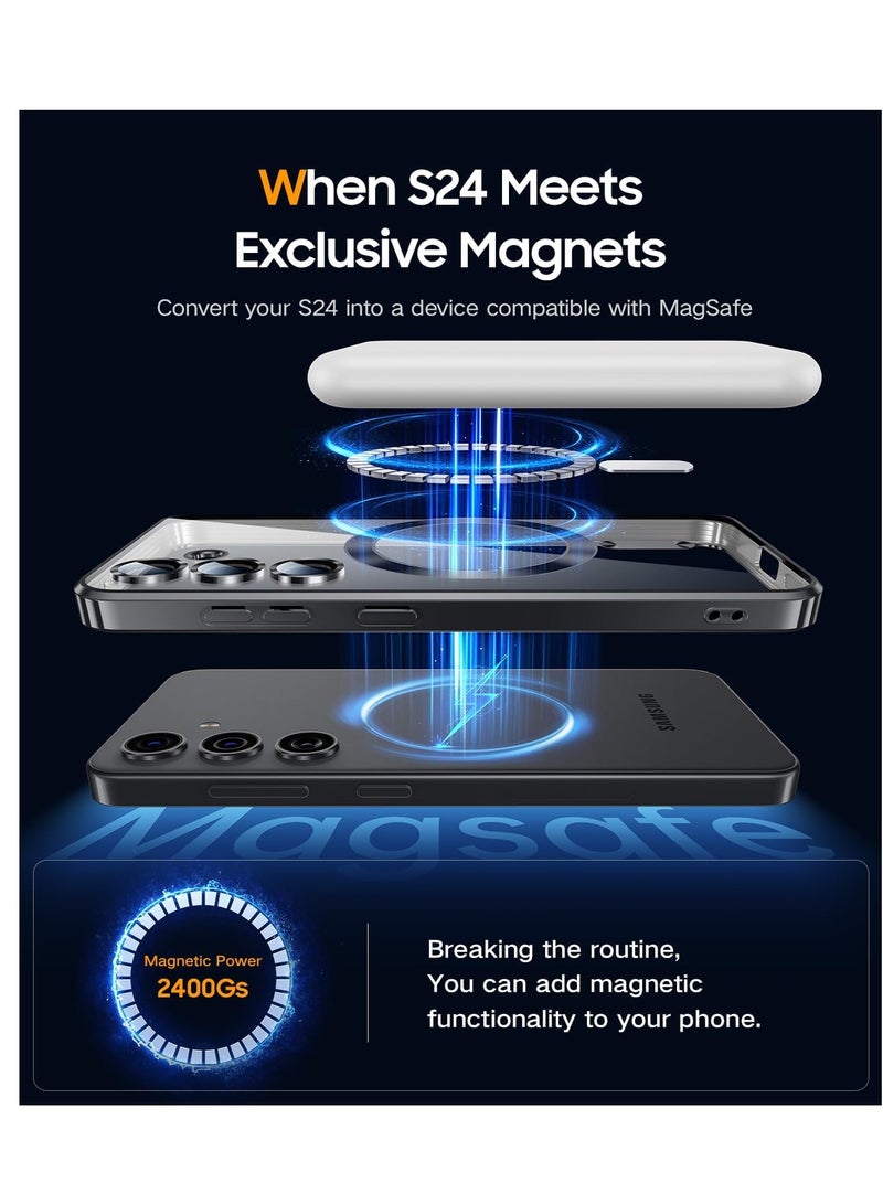 Case for Samsung Galaxy S24 with Integrated Camera Protection (Top N56 Strong Magnets) Mobile Phone Case Samsung S24 5G for Women Girls Galaxy S24 Case - Black - Image 2