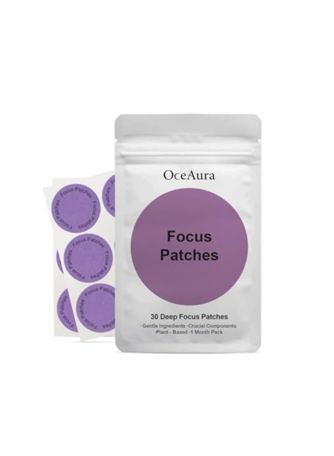  اوساورا لاصقات تركيز فوكوس، 30 لصقة نباتية لدعم التركيز والوضوح، لصقات للعناية بالجسم للصحة اليومية والدراسة والعمل والانتاجية (بنفسجي) - Image 1