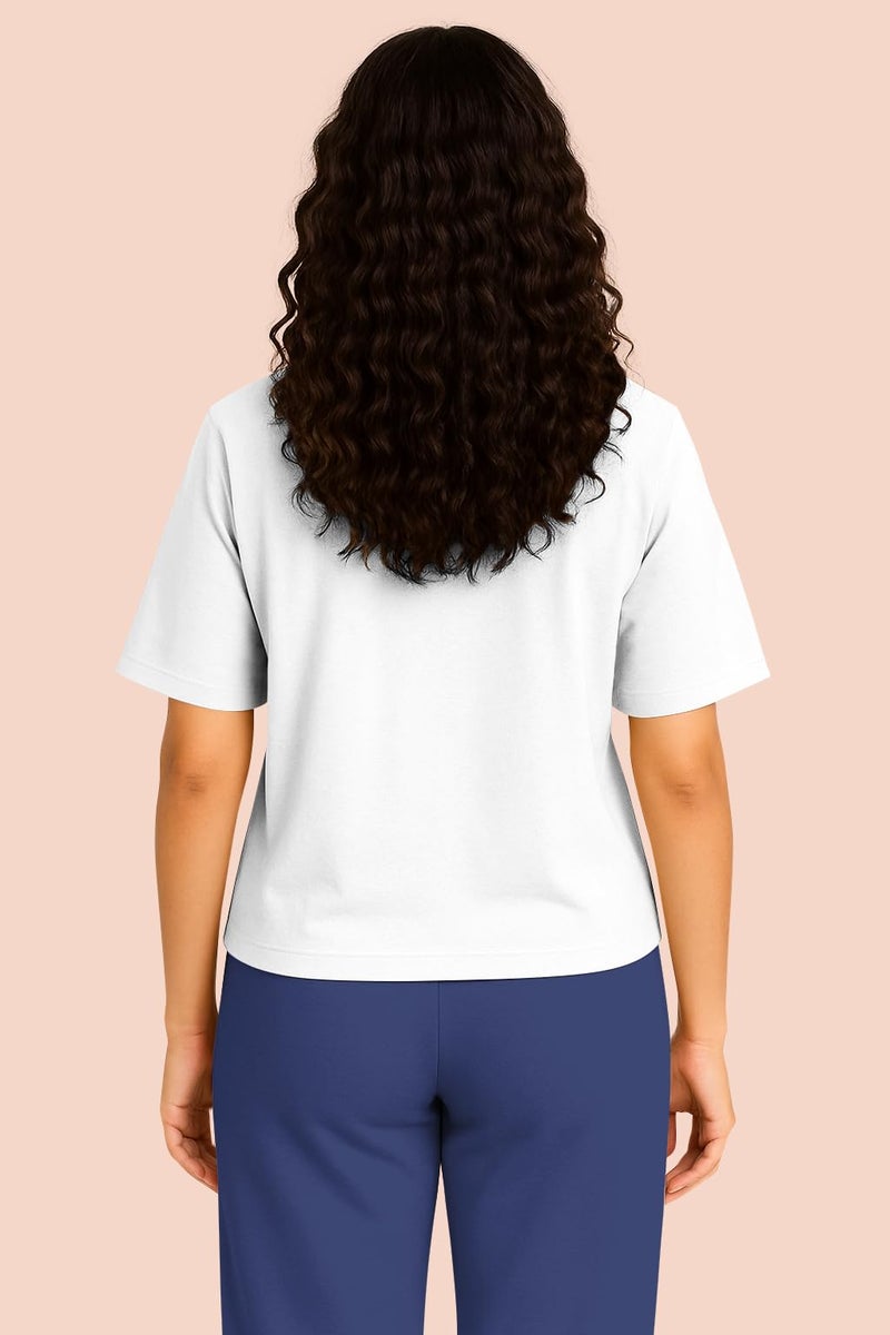 HELLCAT Trendy Printed Oversized Fit Crew-Neck Crop Tshirt for Women_Blue_XX-Large - Image 3