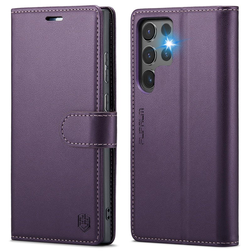 FLIPALM Wallet Case for Samsung Galaxy S25 Ultra, RFID Blocking Credit Card Holder, PU Leather Folio Flip Kickstand Protective Shockproof Cover for Galaxy S25 Ultra (Purple) - Image 1