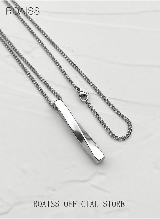 roaiss Casual Stylish Spiral Pendant Necklace Cool Sweater Chain for Men Women Silver  - Image 5