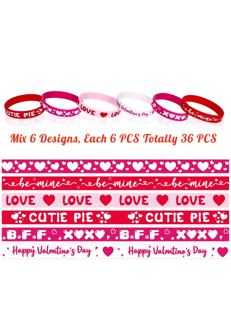 كابتن تيك 36 Pack Silicone Bracelets Pink Red Heart Wristband Romantic Sweet Pie for Wedding Anniversary Birthday Party Favors Supplies Gifts Decorations - Image 3