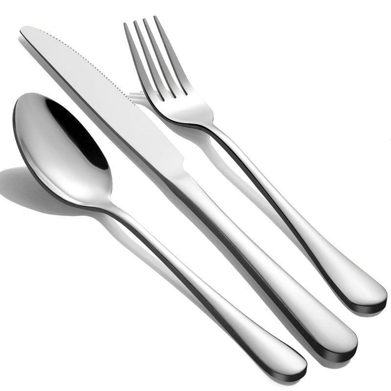 TININA 12-Piece Silverware Set for 4 - Stainless Steel Flatware Cutlery Set Service for 4, Mirror Polished Flatware Set Include Forks Spoons Knives for Home, Wedding, Restaurant, Dishwasher Safe - Image 1