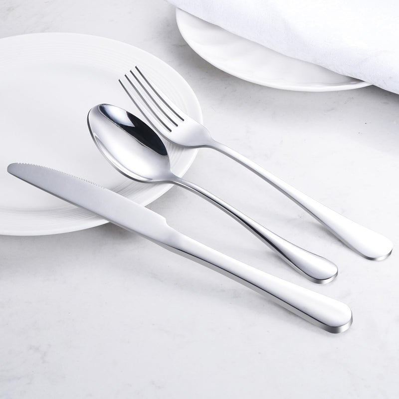 TININA 12-Piece Silverware Set for 4 - Stainless Steel Flatware Cutlery Set Service for 4, Mirror Polished Flatware Set Include Forks Spoons Knives for Home, Wedding, Restaurant, Dishwasher Safe - Image 5