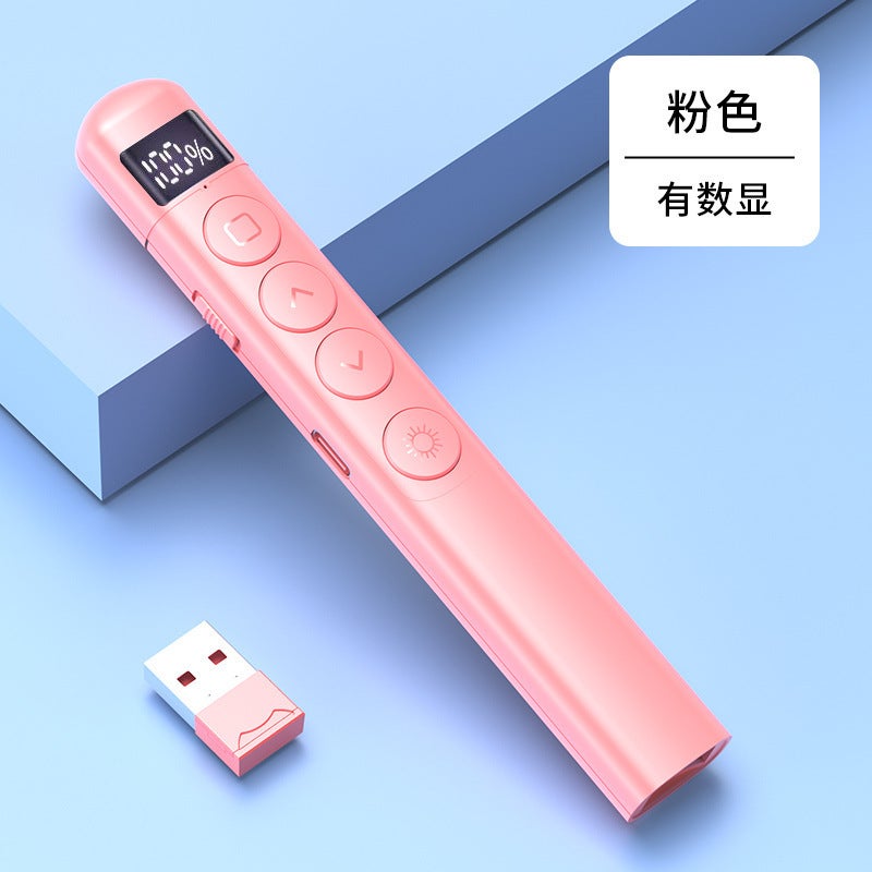 قلم عرض ليزر متعدد الوسائط مع عرض رقمي، S7 وردي