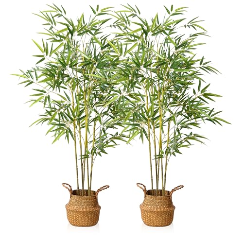 Kazeila 2 Pack Artificial Bamboo Plants Trees Outdoor 140cm Fake Plant Decorative Artificial Plants Indoor Outdoor Home Office Garden