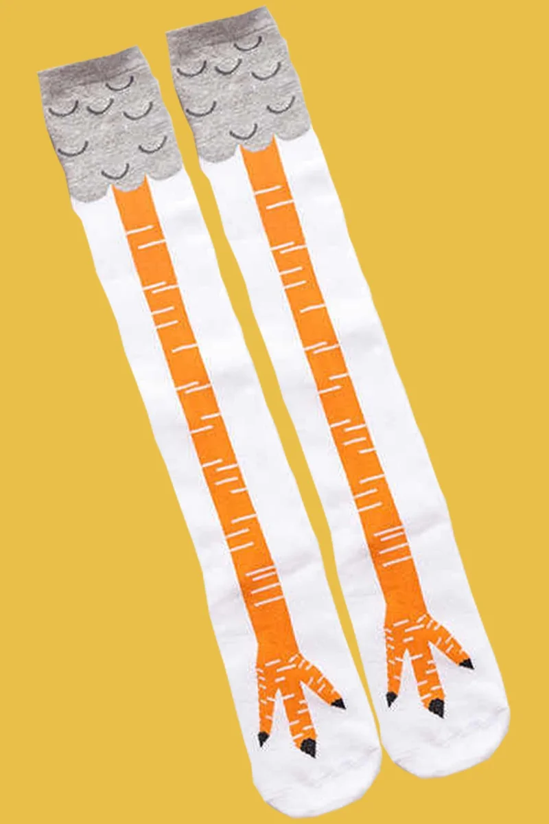 بي جي كي Single Unisex Chicken Feet Patterned Knee Socks