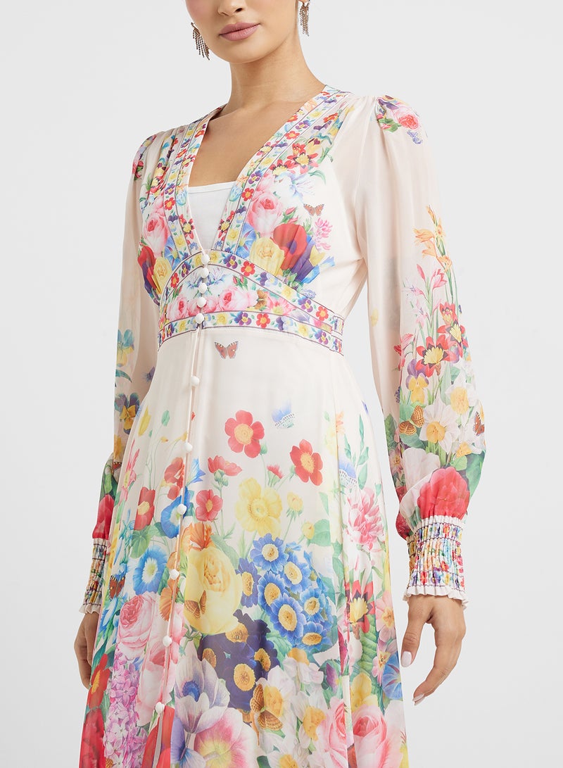 خزانة فستان ماكسي بطبعة زهور - Image 3